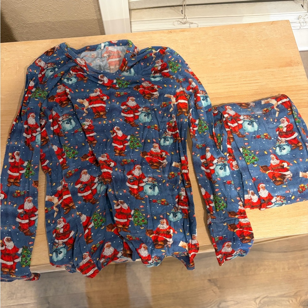 Posh Peanut Blue Santa Kids Pajama Set